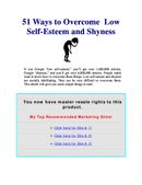 51 ways to overcome Low Self-Esteem and Shyness