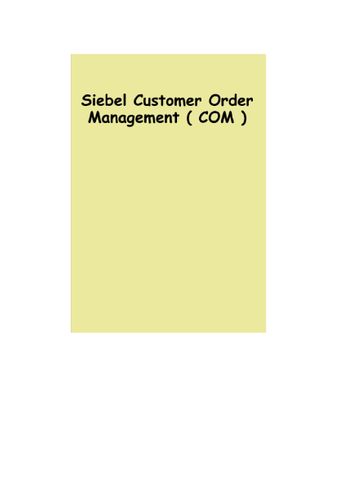 Siebel Customer Order Management ( COM ) Guide