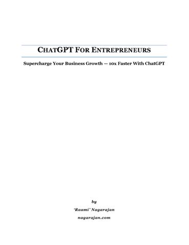 CHATGPT FOR ENTREPRENEURS - A COMPLETE GUIDE