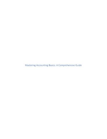 Mastering Accounting Basics: A Comprehensive Guide
