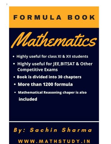 Formula Book Mathematics for JEE & BITSAT
