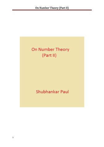 On Number Theory (Part II)