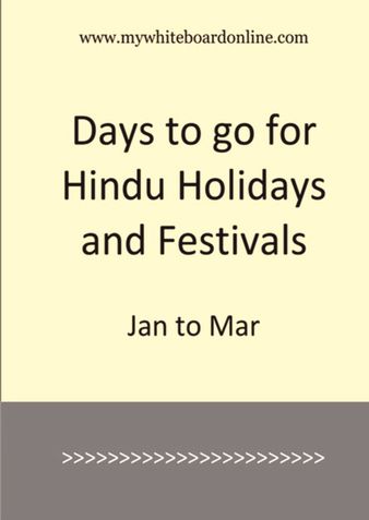 Days to go for Hindu Holidays and Festivals