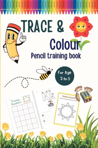 Trace and color children pencil training book for age 3 to 5