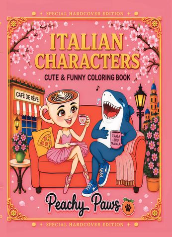 Italian Characters: Special Edition – An Exclusive Coloring Book for Adults and Teens Featuring 50 Super Cute and Funny Named Characters with Bold, Easy, and Simple Designs for Stress Relief and Relaxation