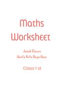Maths Class 1 st Worksheet
