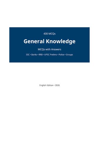 General Knowledge MCQ (English)