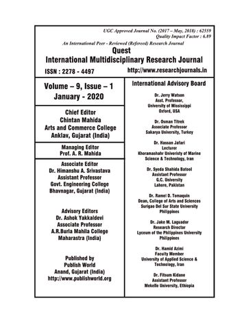 Quest International Multidisciplinary Research Journal (January - 2020)