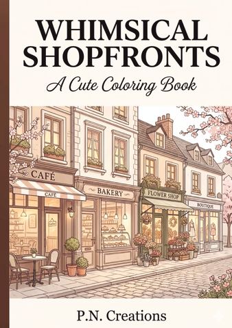 Whimsical Shopfronts: A cute coloring book