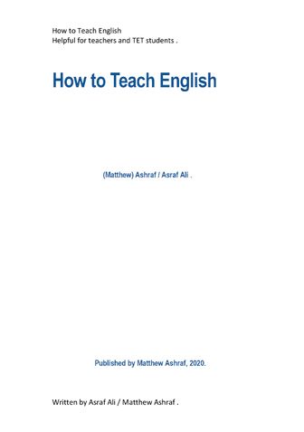 How to Teach English : a clean idea for English Pedagogy