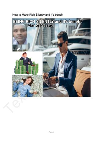 Being Rich Silently and It's benefit