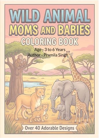 Wild Animal Moms And Babies Coloring Book