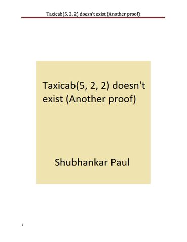 Taxicab(5, 2, 2) doesn't exist (Another proof)