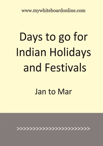 Days to go for Indian Holidays and Festivals