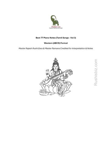 PDF - Best 77 Piano Notes (Tamil Songs - Vol 3)  Western (ABCD) Format