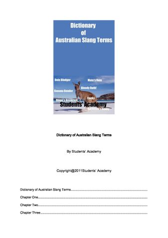 Dictionary of Australian Slang Terms