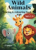 Wild animals tracing and colouring book for kids