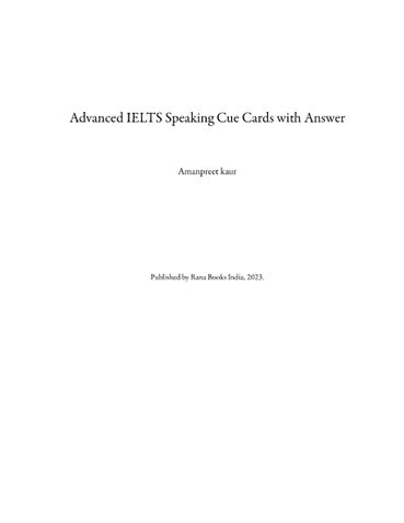 Advanced IELTS Speaking Cue Cards with Answer 2023