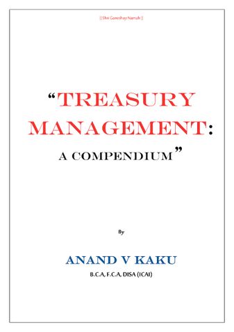 Treasury Management: A Compendium