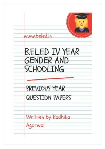 B.EL.Ed Gender & Schooling Previous Year Question Papers