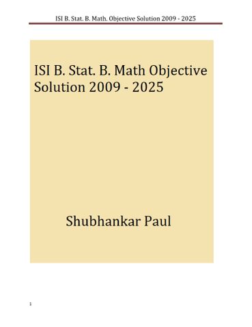 ISI B Stat B Math  Admission Test objective questions 2009 - 2025 Solution