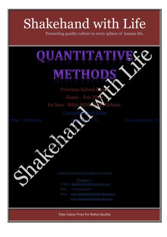 Solved Paper Quantitative Techniques/Methods  Feb. 2012