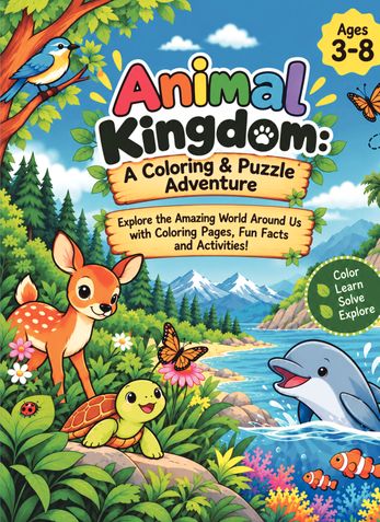 Animal Kingdom: A Coloring & Puzzle Adventure