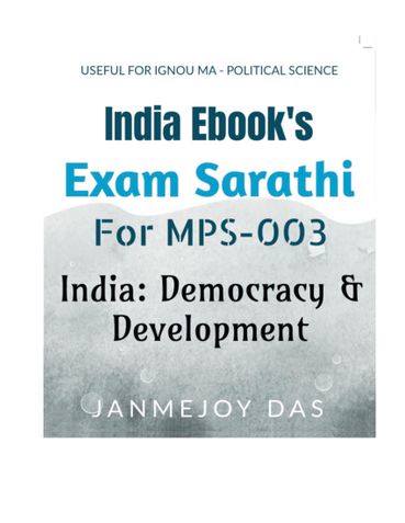 IGNOU Exam Sarathi For MPS-003: India: Democracy & Development For June 2022 & Dec 2022 Exam