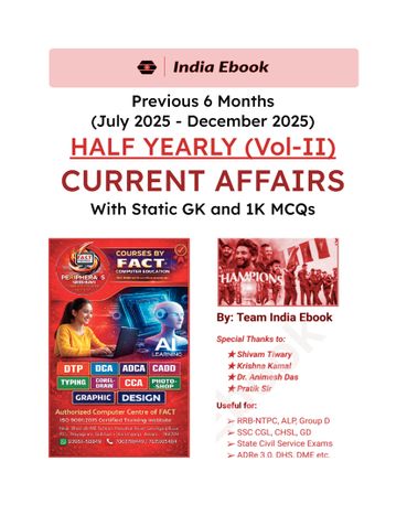 Current Affairs Half Yearly (VOL-II) From July 2025 - December 2025