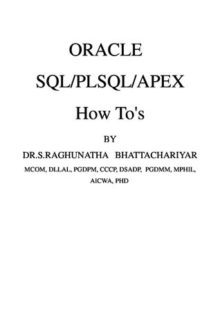 Oracle SQL / PLSQL / APEX