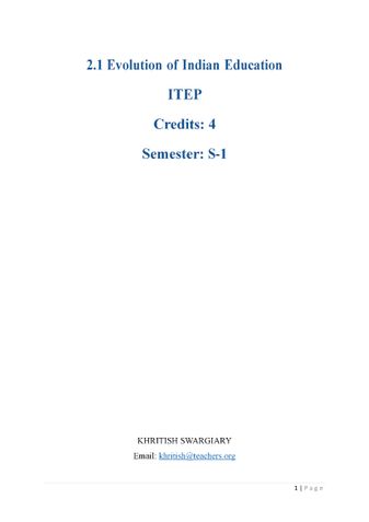 Evolution of Indian Education