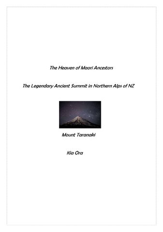 The Heaven Of Maori Ancestors- Mount Taranaki