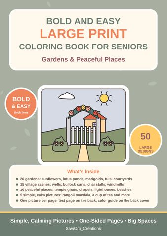 Bold and Easy Large Print Coloring Book for Seniors