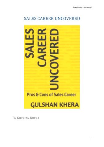 SALES CAREER UNCOVERED