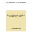 Test of Mathematics at 10+2 level Objective Solution