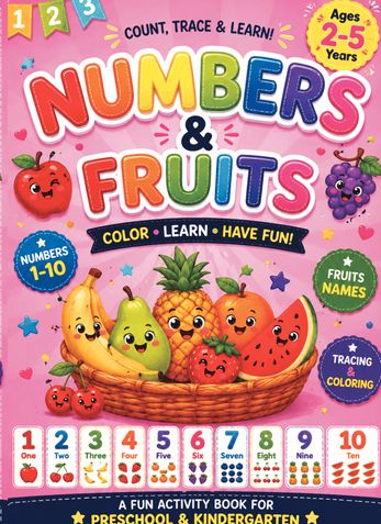 Number and fruits coloring book