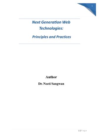 Next Generation Web  Technologies: Principles and Practices