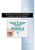 A MANUAL OF CLINICAL PHARMACY   CLERKSHIP AND INTERNSHIP