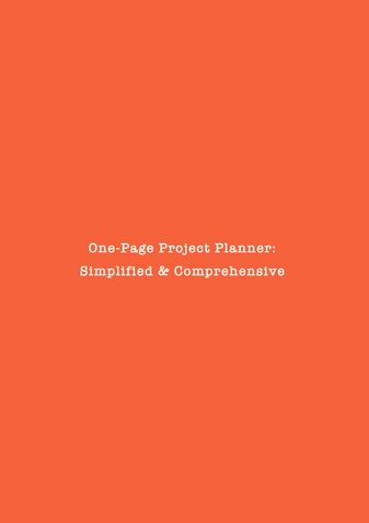 One-Page Project Planner