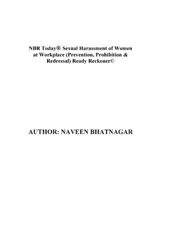 NBR Today® Sexual Harassment of Women at Workplace (Prevention, Prohibition & Redressal) Ready Reckoner©