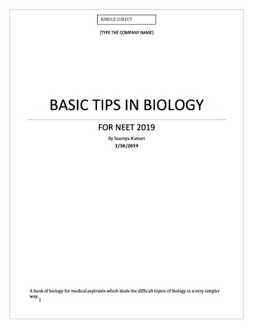 BASIC TIPS IN BIOLOGY