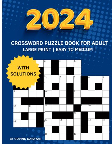 2024 Crossword Puzzle Book For Adult With Solutions
