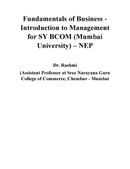 Fundamentals of Business - Introduction to Management for SY BCOM (Mumbai University) - NEP