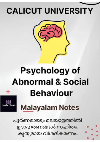 Psychology of Abnormal and Social Behaviour Malayalam Notes
