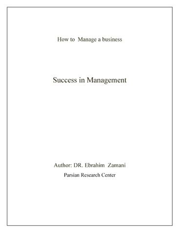 Success in Management
