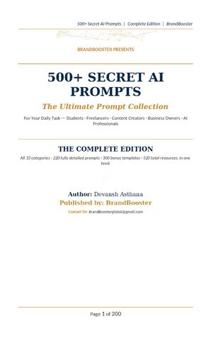 500+ Secret AI Prompt For Your Daily Task