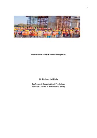 Economics of Safety culture management