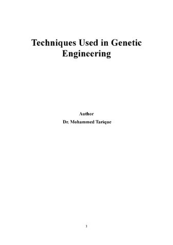 Techniques Used in Genetic engineering