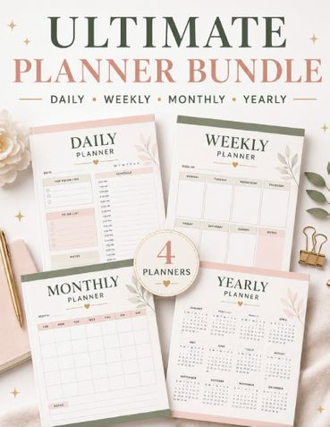 Ultimate Daily, Weekly, Monthly & Yearly Planner| Productivity Journal & Goal Tracker