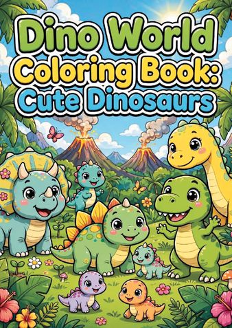Cute Baby Dinosaur Coloring Book